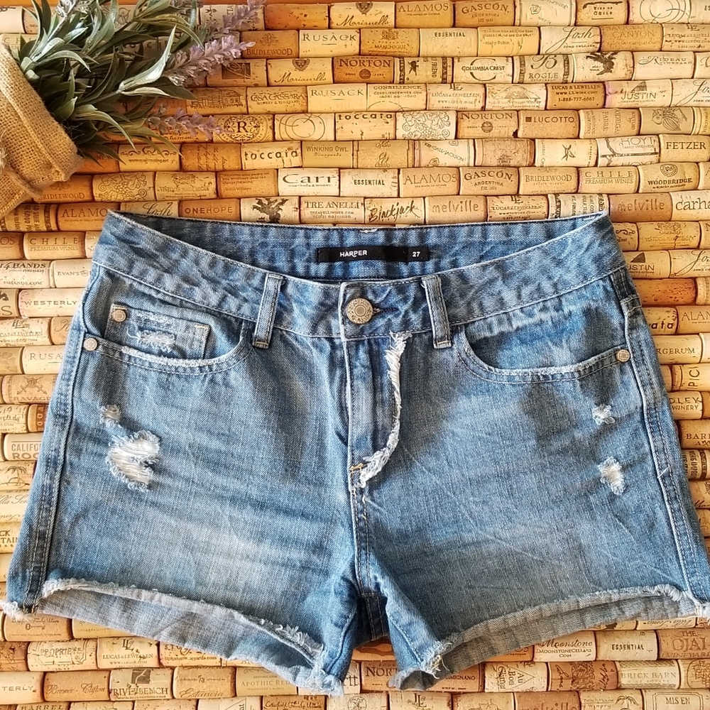 Francesca's Destroyed Denim Shorts (27)